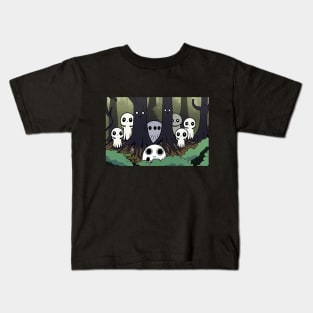 Kodama Family Japan Spirit Ghost in dense forest Kids T-Shirt